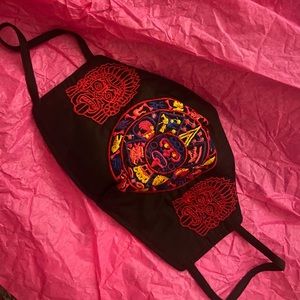 Unisex Mexican embroidered face mask Mayan Calendar details
